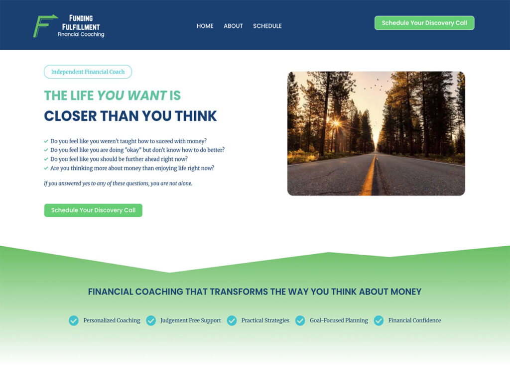 Home Page of Financial Coaching website